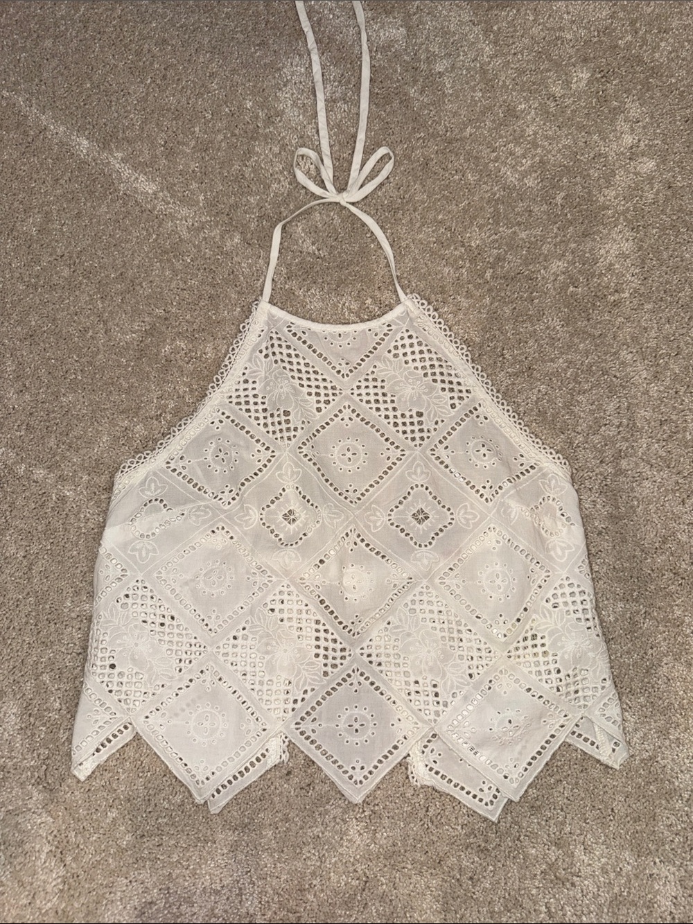 Free People White Crochet Halter Camisole